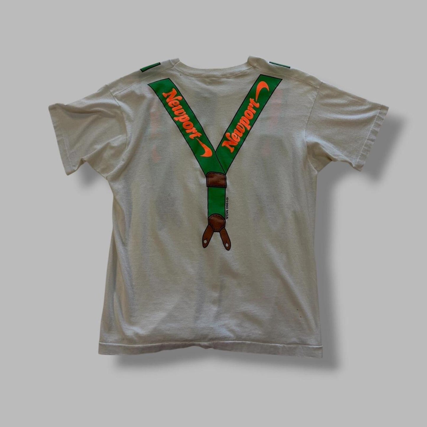 80s Newport cigarets suspenders tee - M