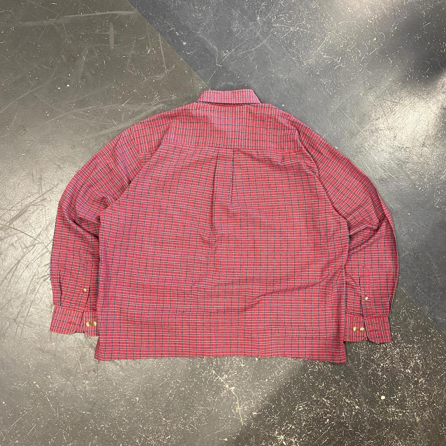Vintage Cropped Red Plaid Long Sleeve - M