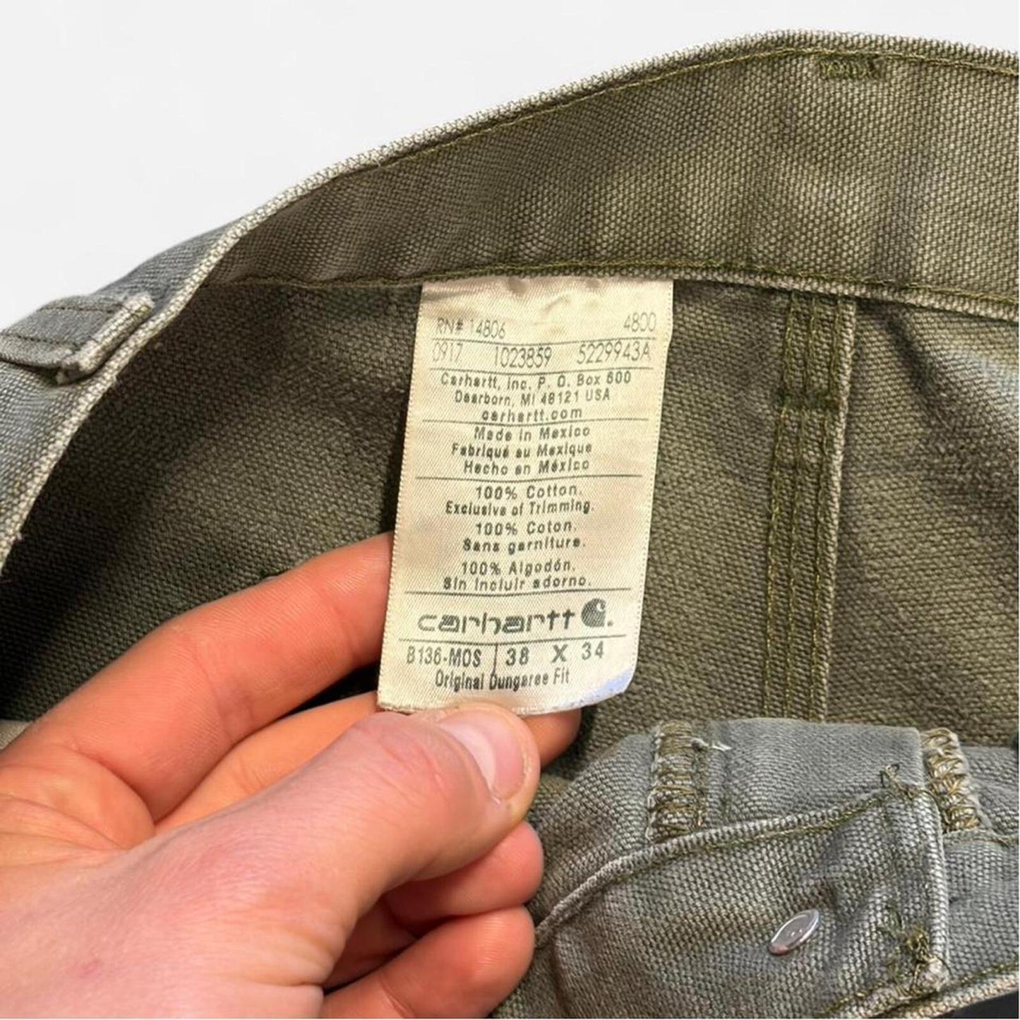 Olive Faded Carhartt Double Knees - 38