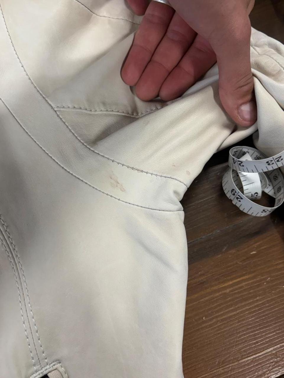 Y2K Cream Diesel Lamb Leather Biker Jacket - XL