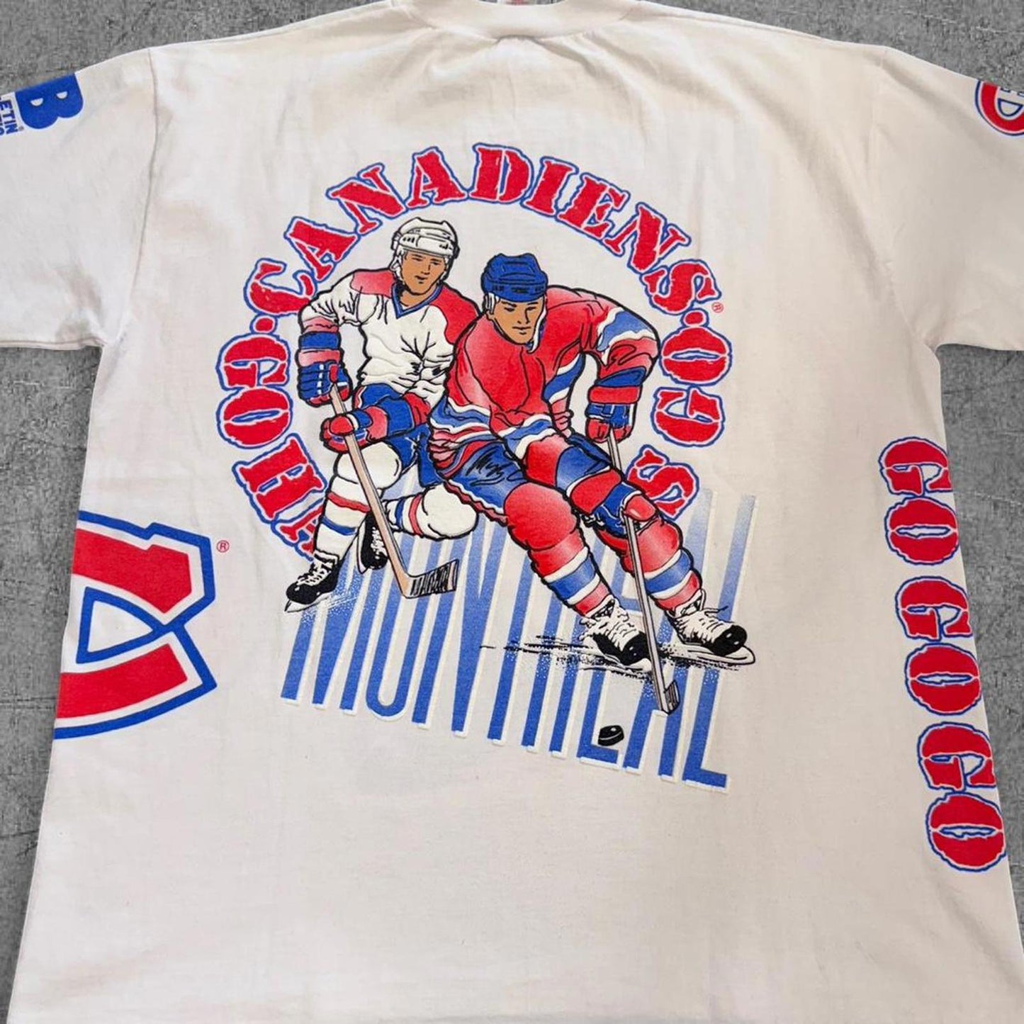 1991 NHL Montreal Canadians Bulletin AOP Hockey Tee - XL