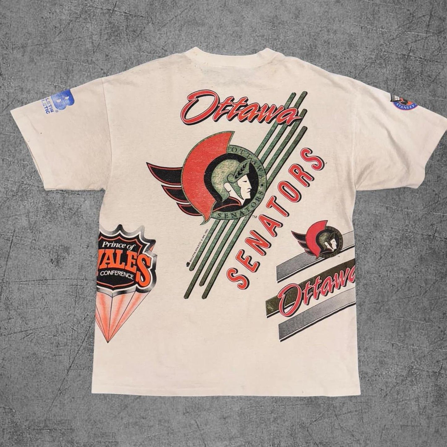 Vintage 1992 Ottawa Senators Bulliton AOP NHL Tee - XL