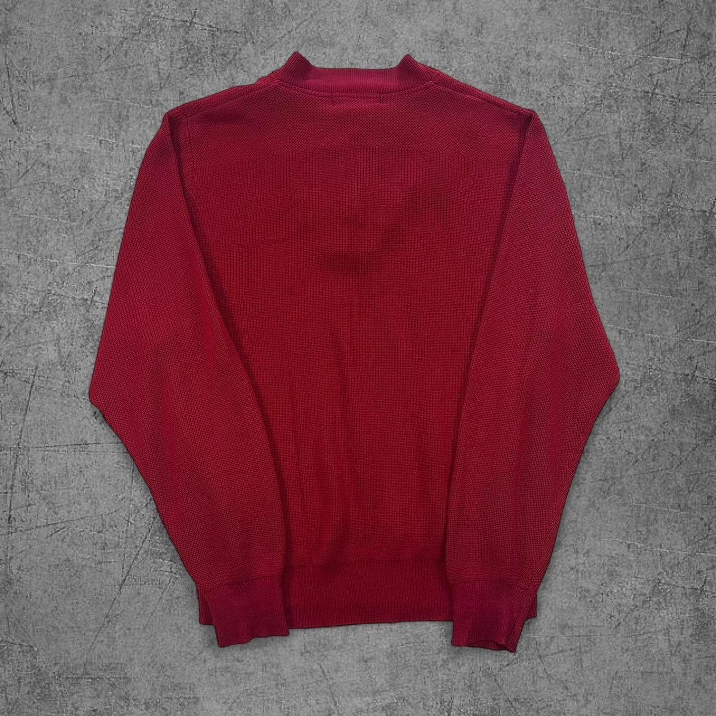 Vintage 90s Eddie Bauer 1/4 Button Red Knit - M