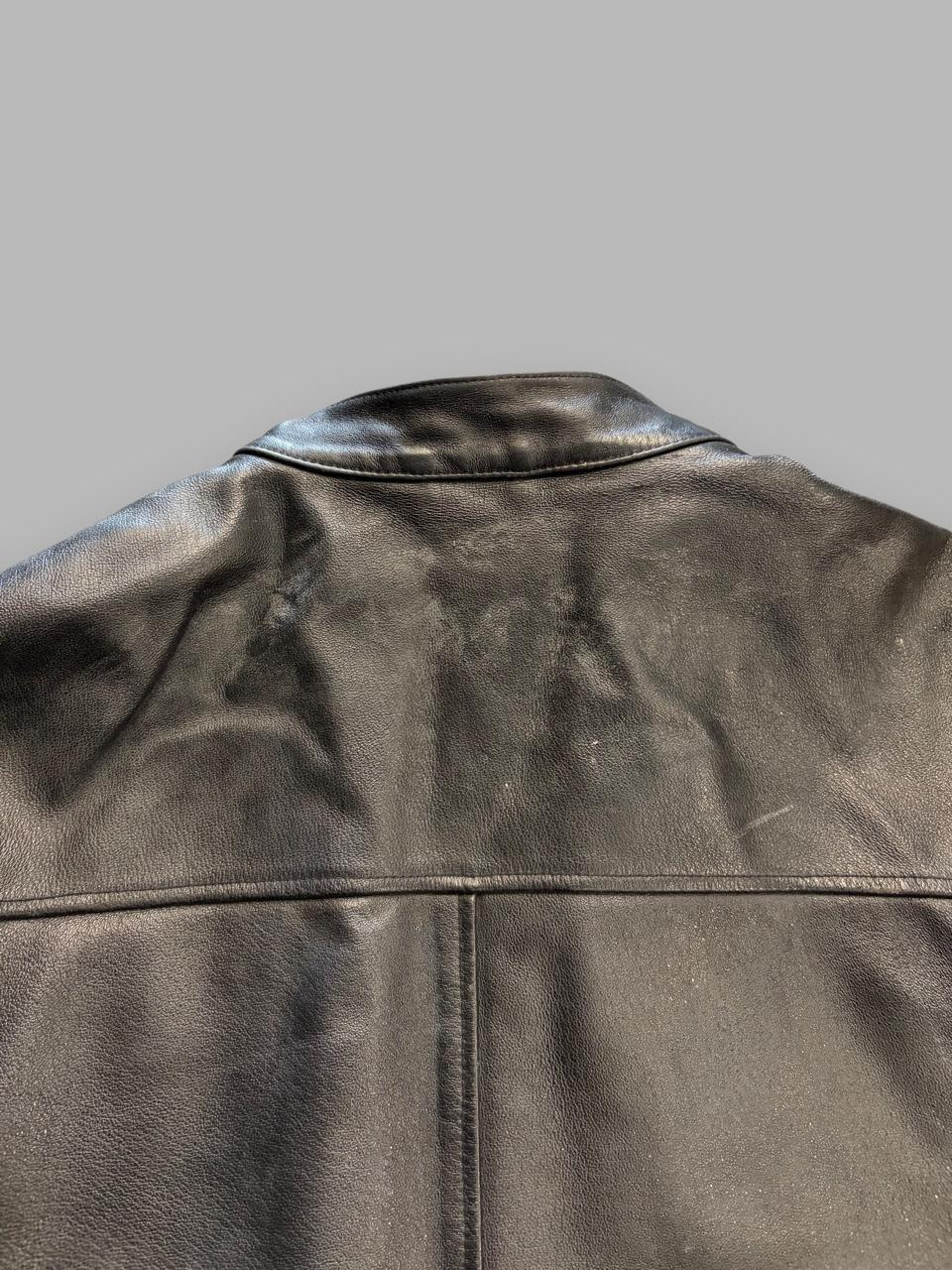Vintage Heavy Weight Genuine Leather Boxy Biker Jacket - M
