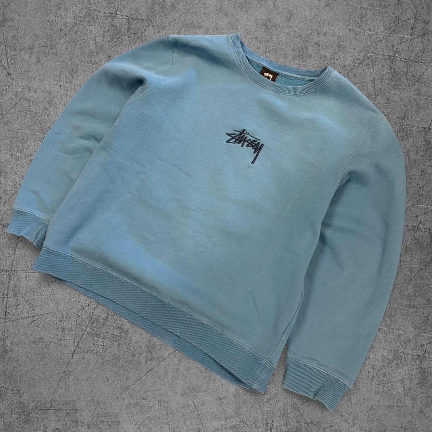 Y2K Blue Stussy Crewneck - L