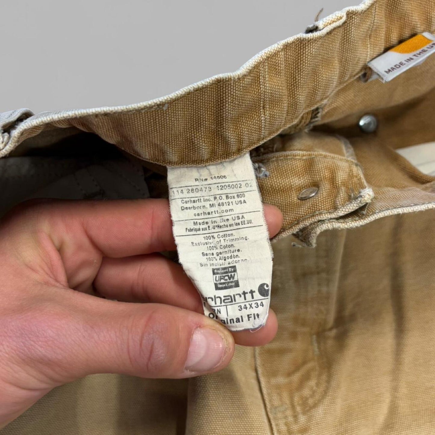Vintage Tan Faded Carhartt Double Knees - 34