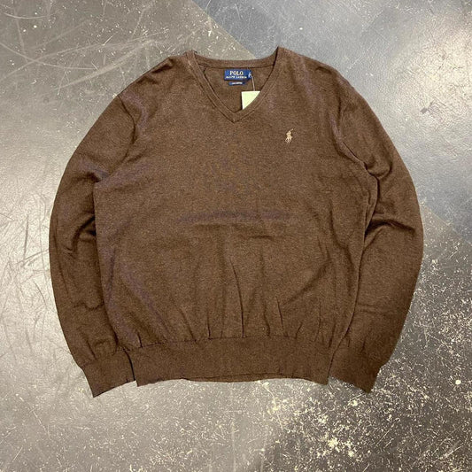 Polo Ralph Lauren Brown V Neck - L