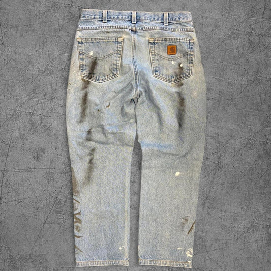 Paint Splatter Faded Carhartt Jeans - 34