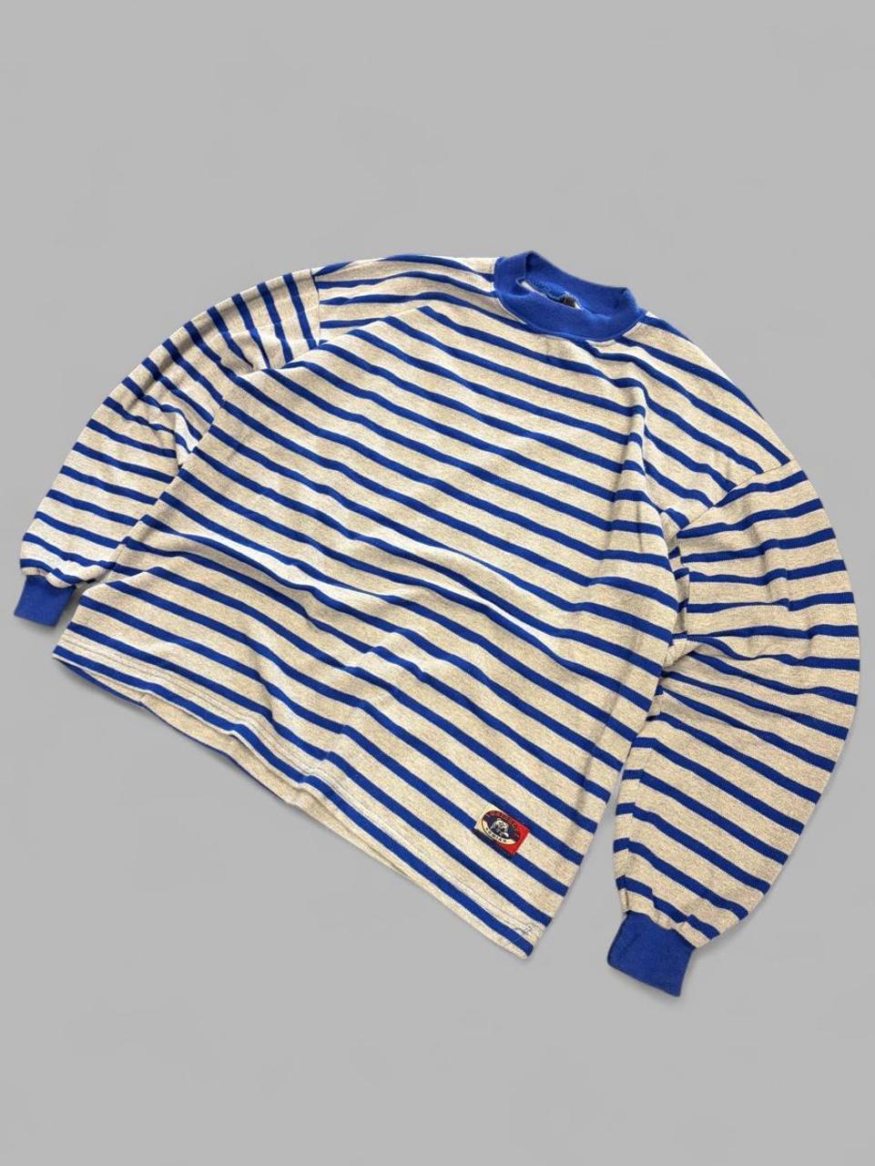 Vintage Blue / Grey Striped Long Sleeve - XL