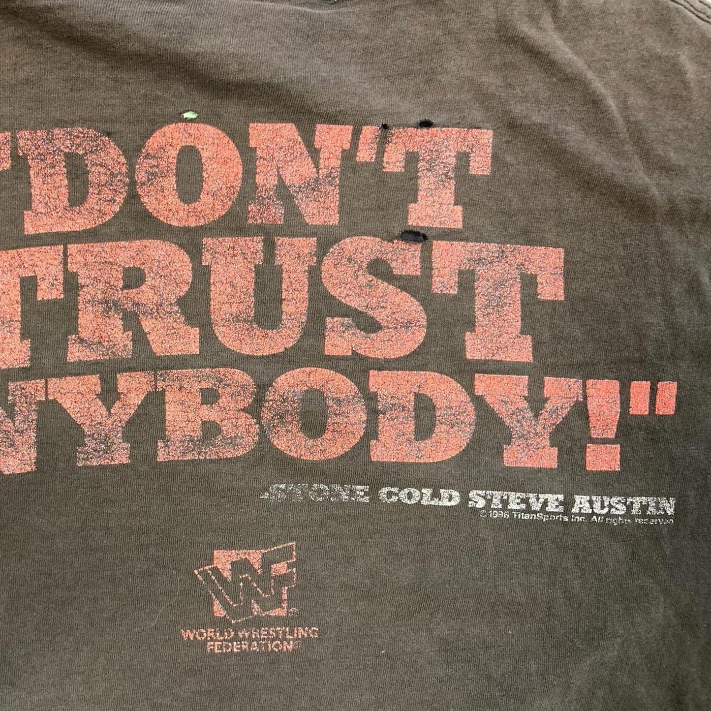 1996 Distressed Faded Stone Cold Steve Austin WWF Tee - L