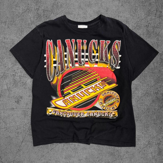 Vintage 90s Canucks Skate Logo NHL Tee - L