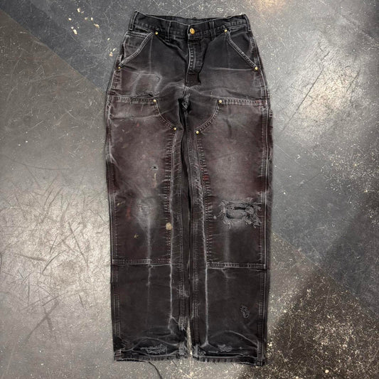 Black Faded / Distressed Carhartt Double Knees - 30