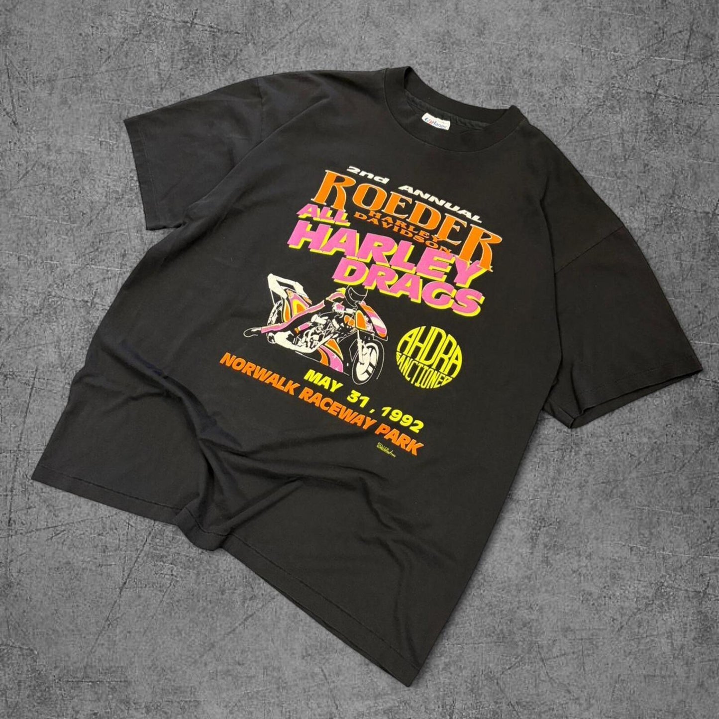 Vintage 1992 Harley Davidson Roeder Raceway Tee - XL