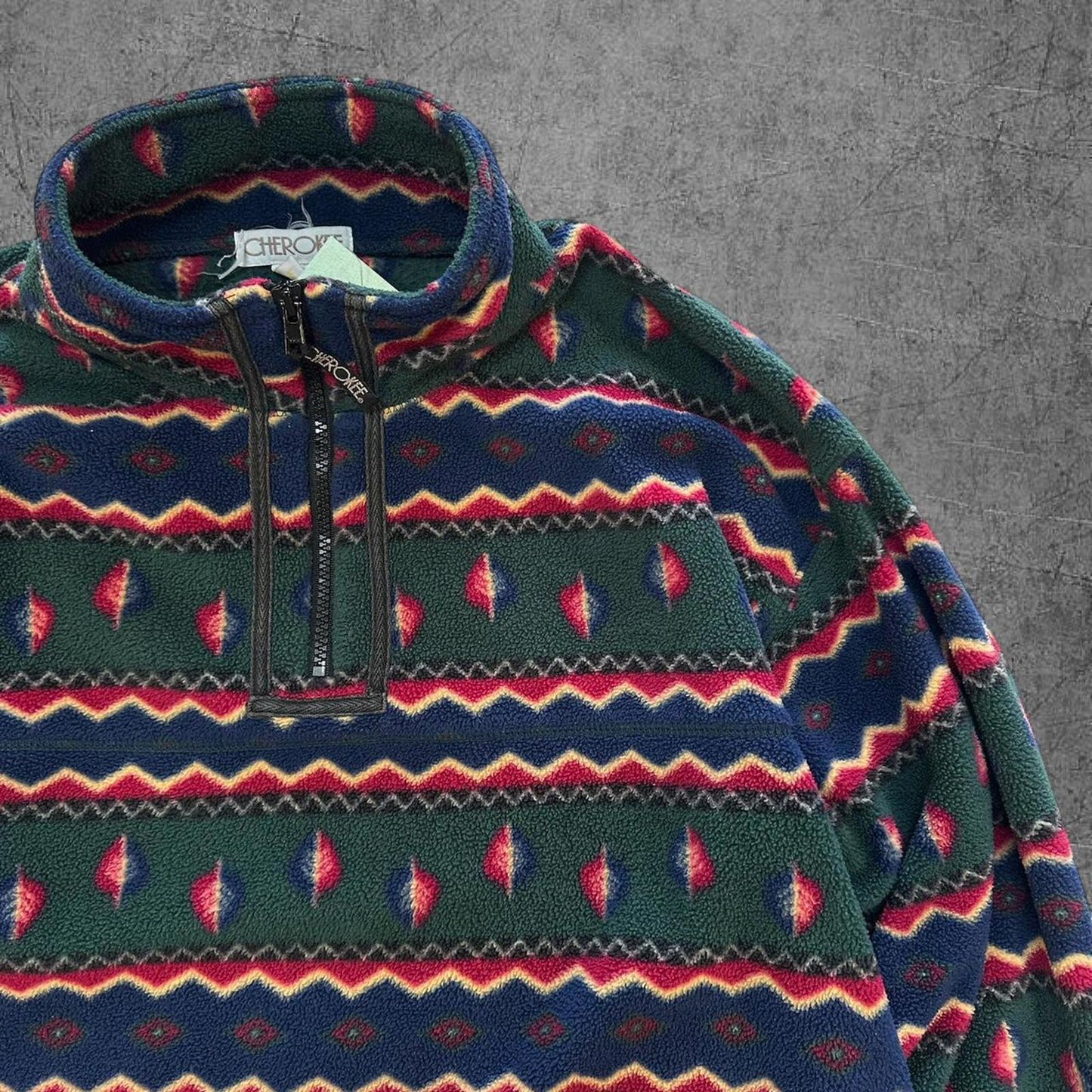 90s Cherokee Abstract Quarter Zip Fleece - M