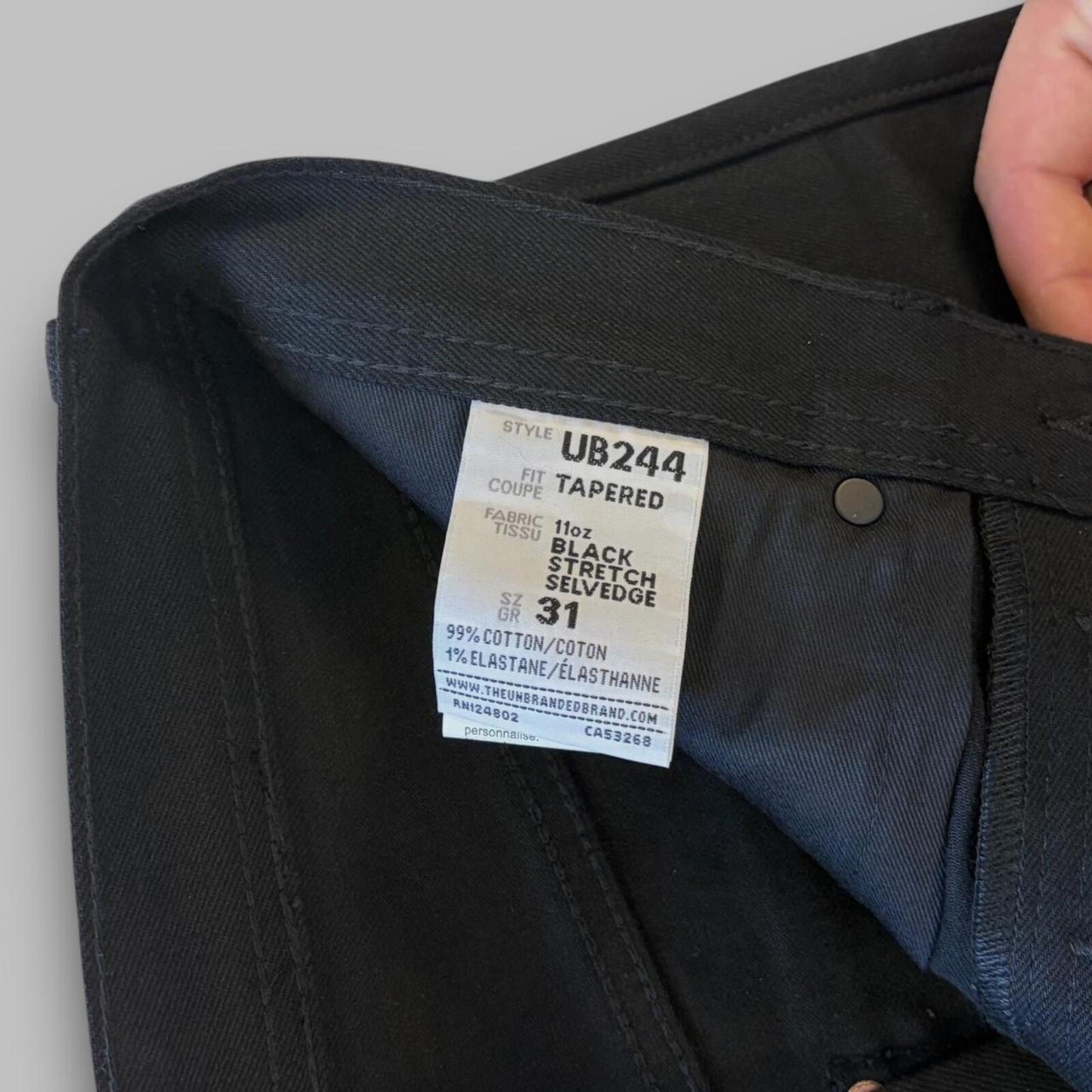 DS Unbranded Bran 11oz Black Selvedge Denim - 31