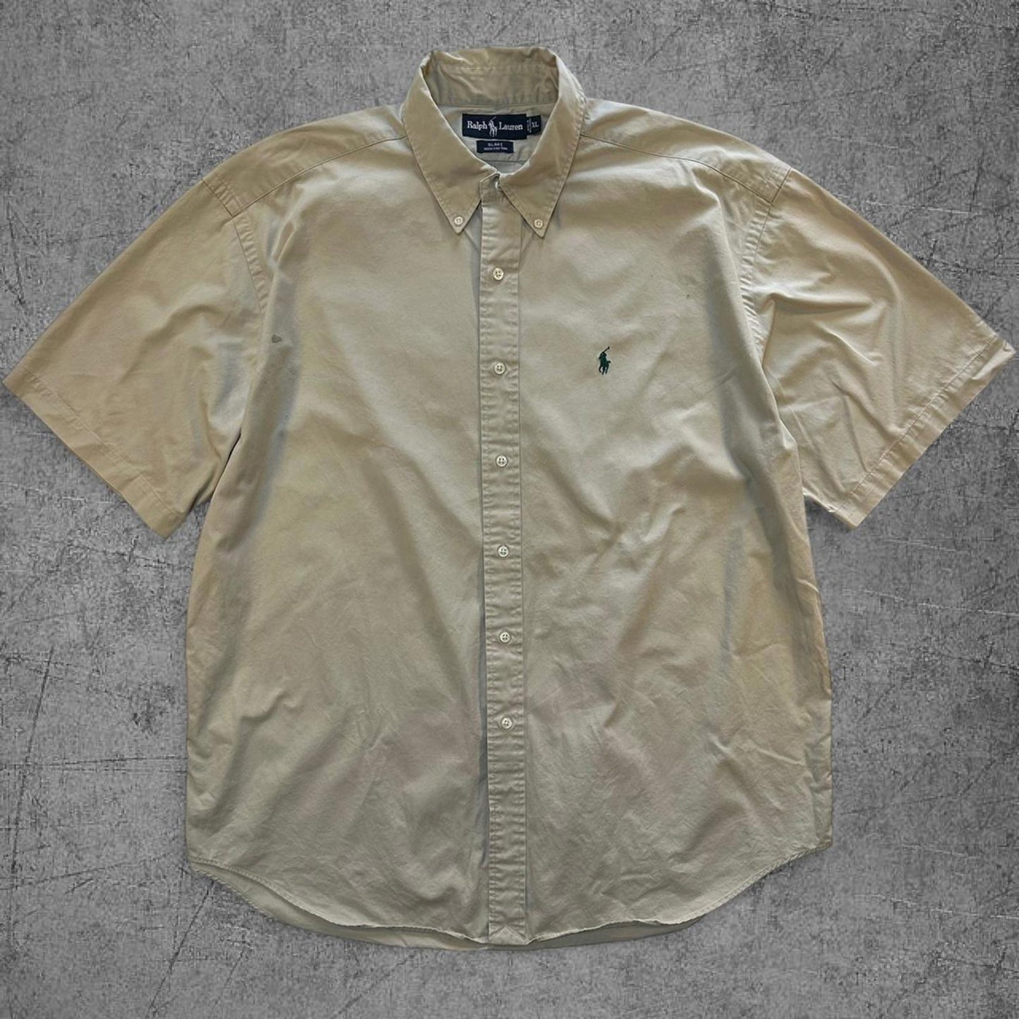 Vintage 90s Tan / Cream Polo Ralph Lauren Button Up - XL