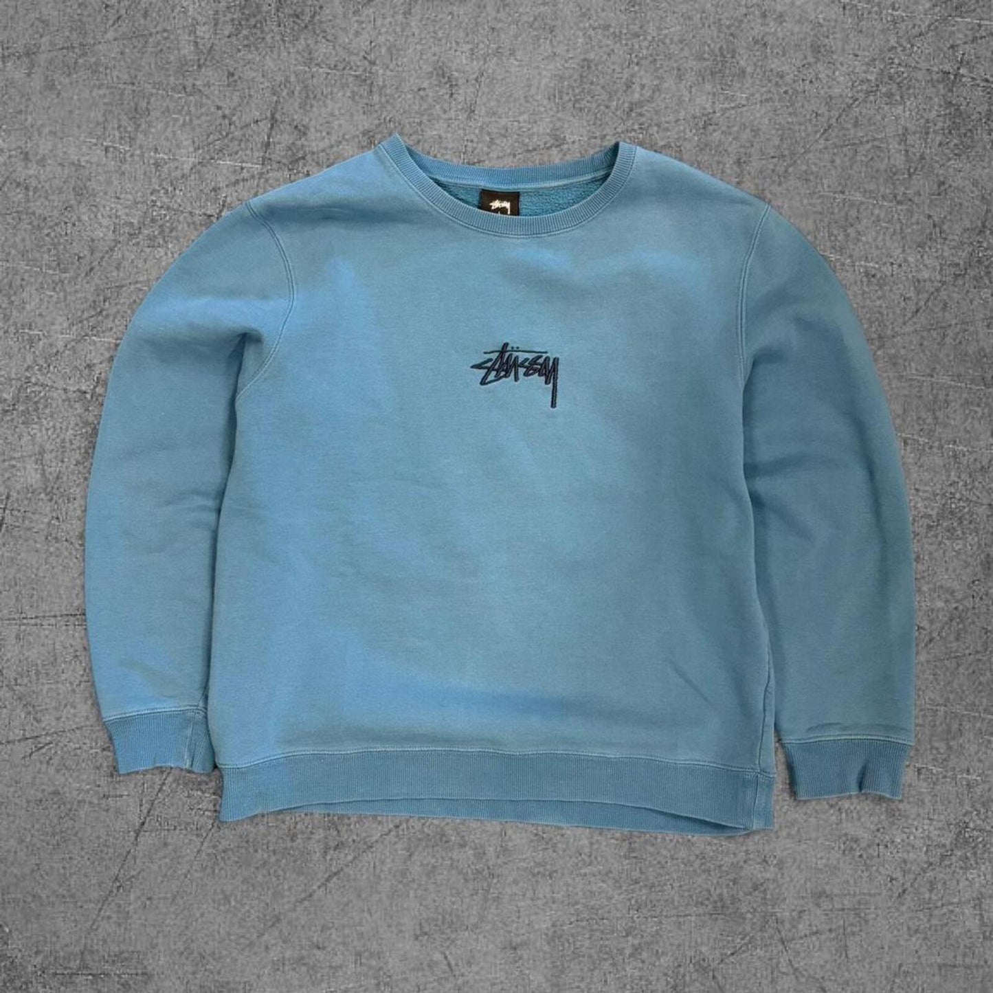 Y2K Blue Stussy Crewneck - L