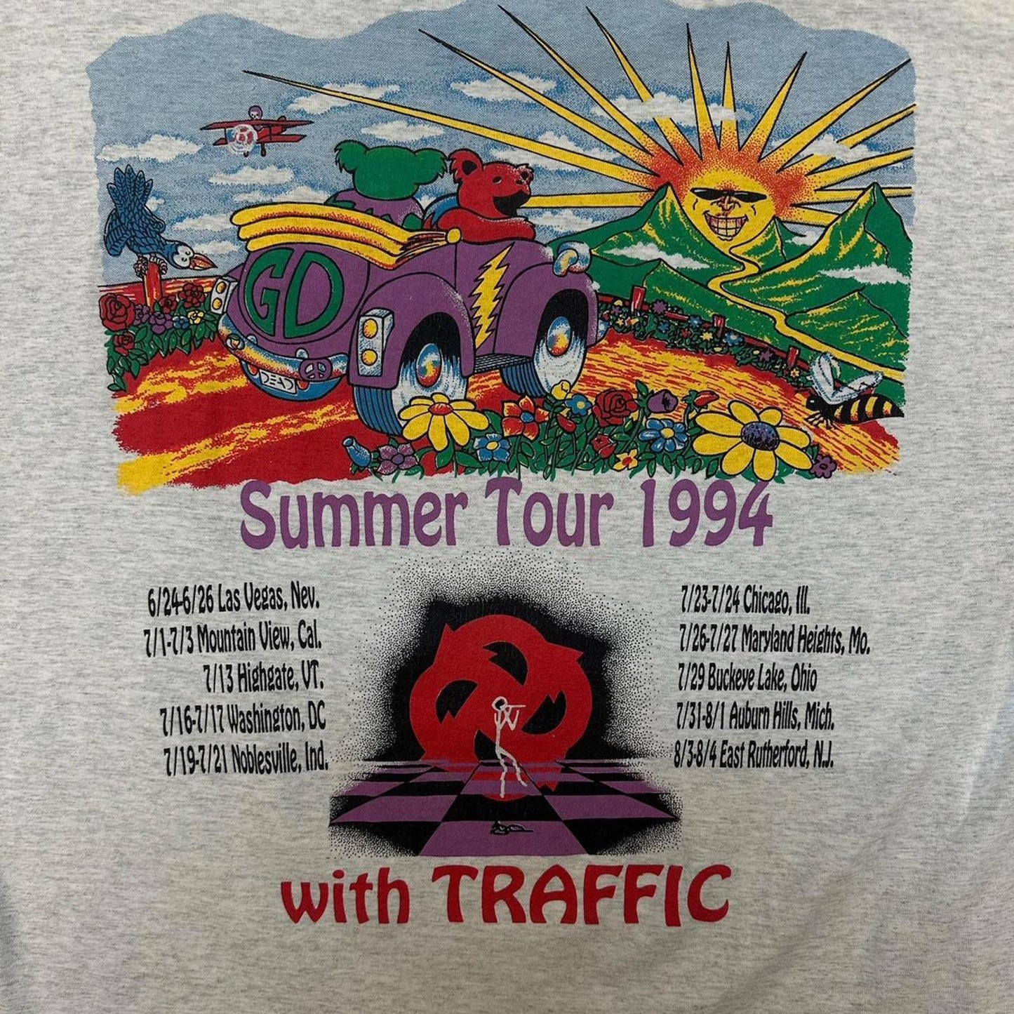 Vintage 1994 Grateful Dead Tour Tee ‘with traffic’ - XL