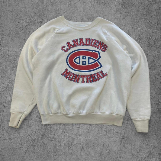 Vintage White Montreal Canadians Crewneck - XL
