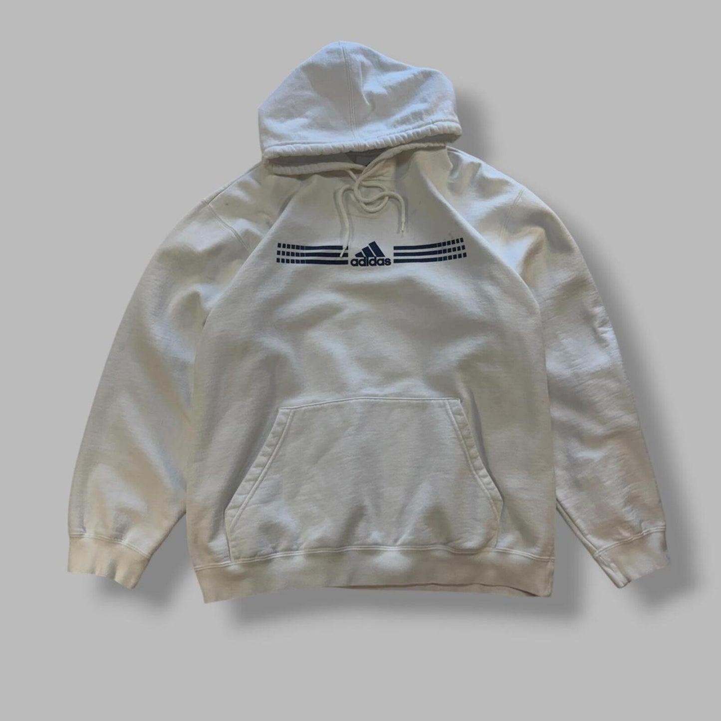 Vintage White Adidas Hoodie - L