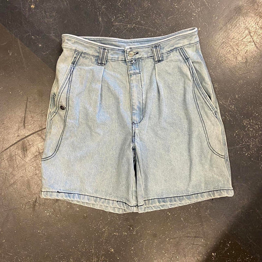 Vintage 90s Light Wash Pleated Jorts - 34