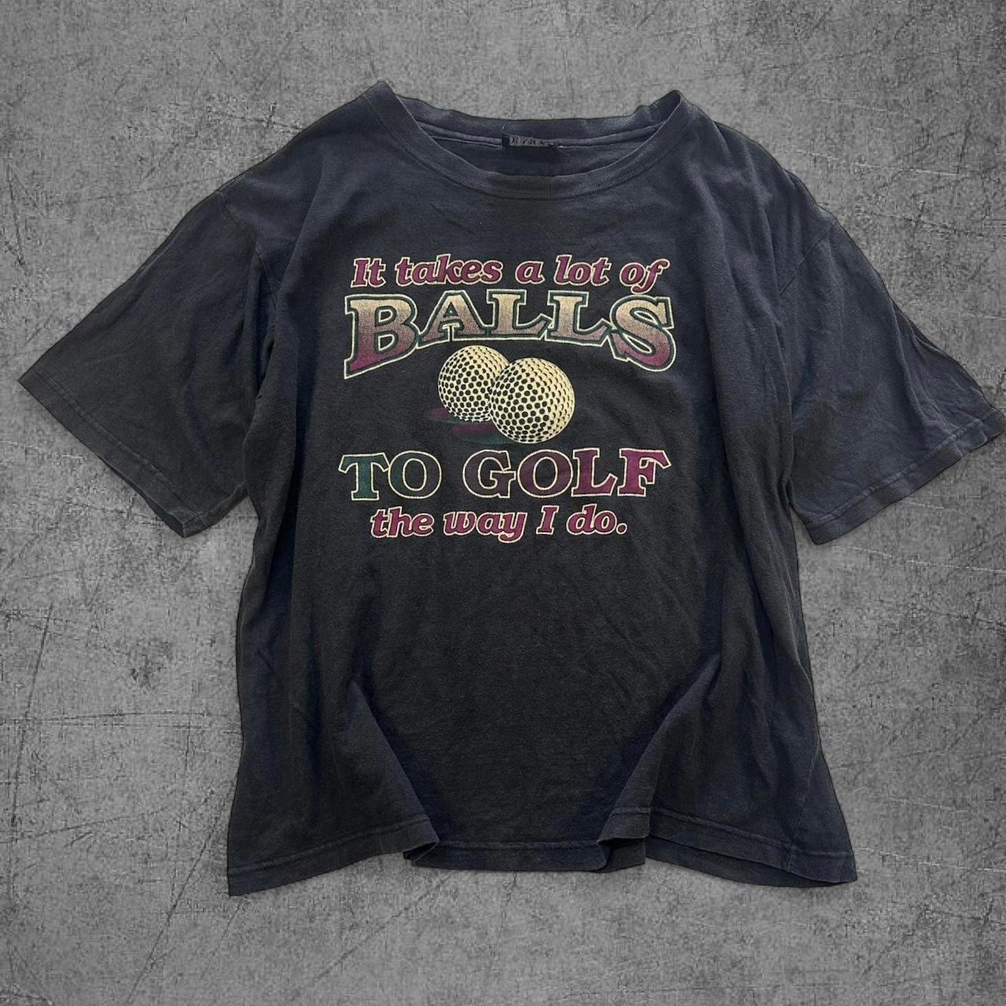 Vintage 90s Takes Balls to Golf Dad Tee - L