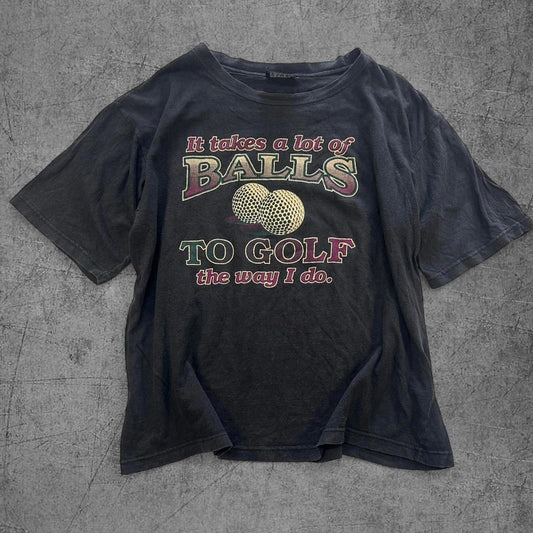 Vintage 90s Takes Balls to Golf Dad Tee - L