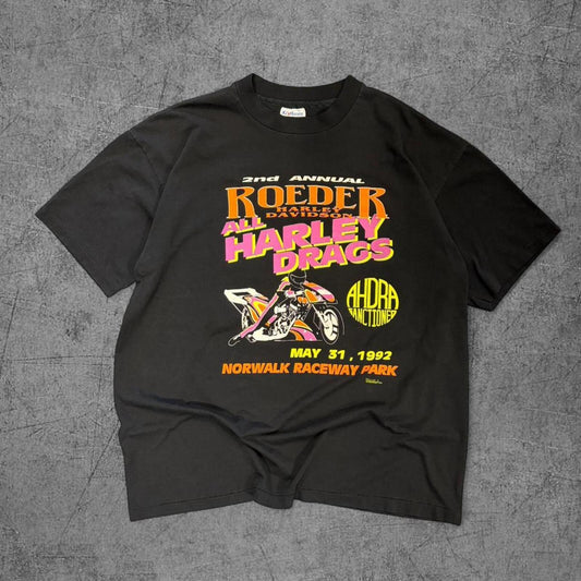 Vintage 1992 Harley Davidson Roeder Raceway Tee - XL