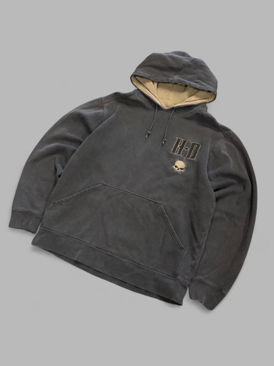 Y2K Faded Skull Harley Davidson Hoodie - M
