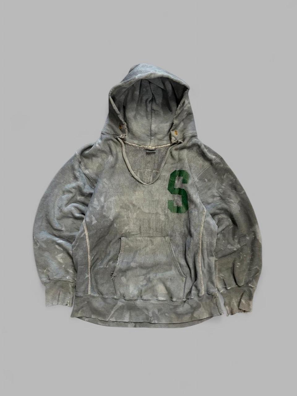 1980s Distressed Champion Reverse Weave Skidmore Hoodie - XL