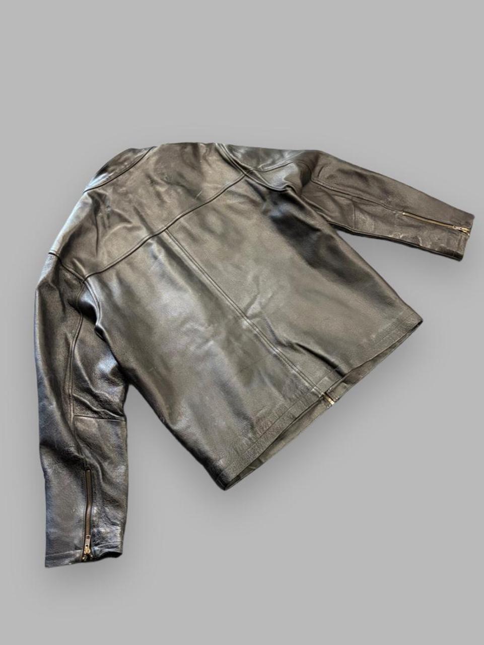 Vintage Heavy Weight Genuine Leather Boxy Biker Jacket - M