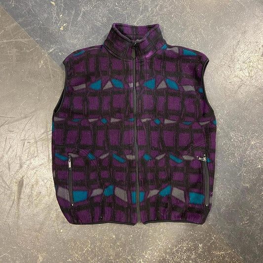 90s Purple Aztec Fleece Vest - L