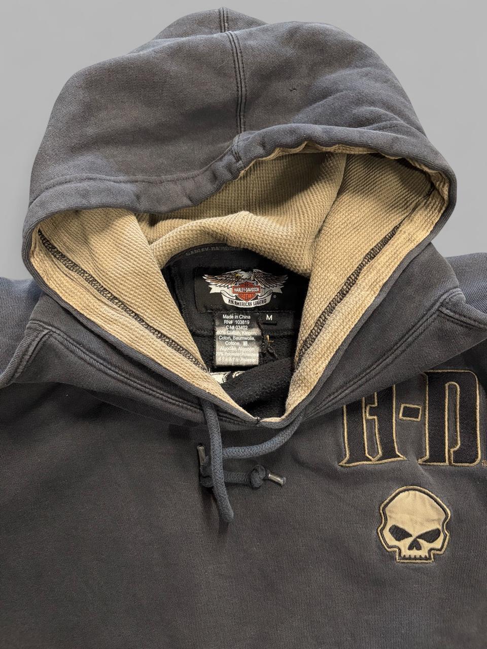 Y2K Faded Skull Harley Davidson Hoodie - M