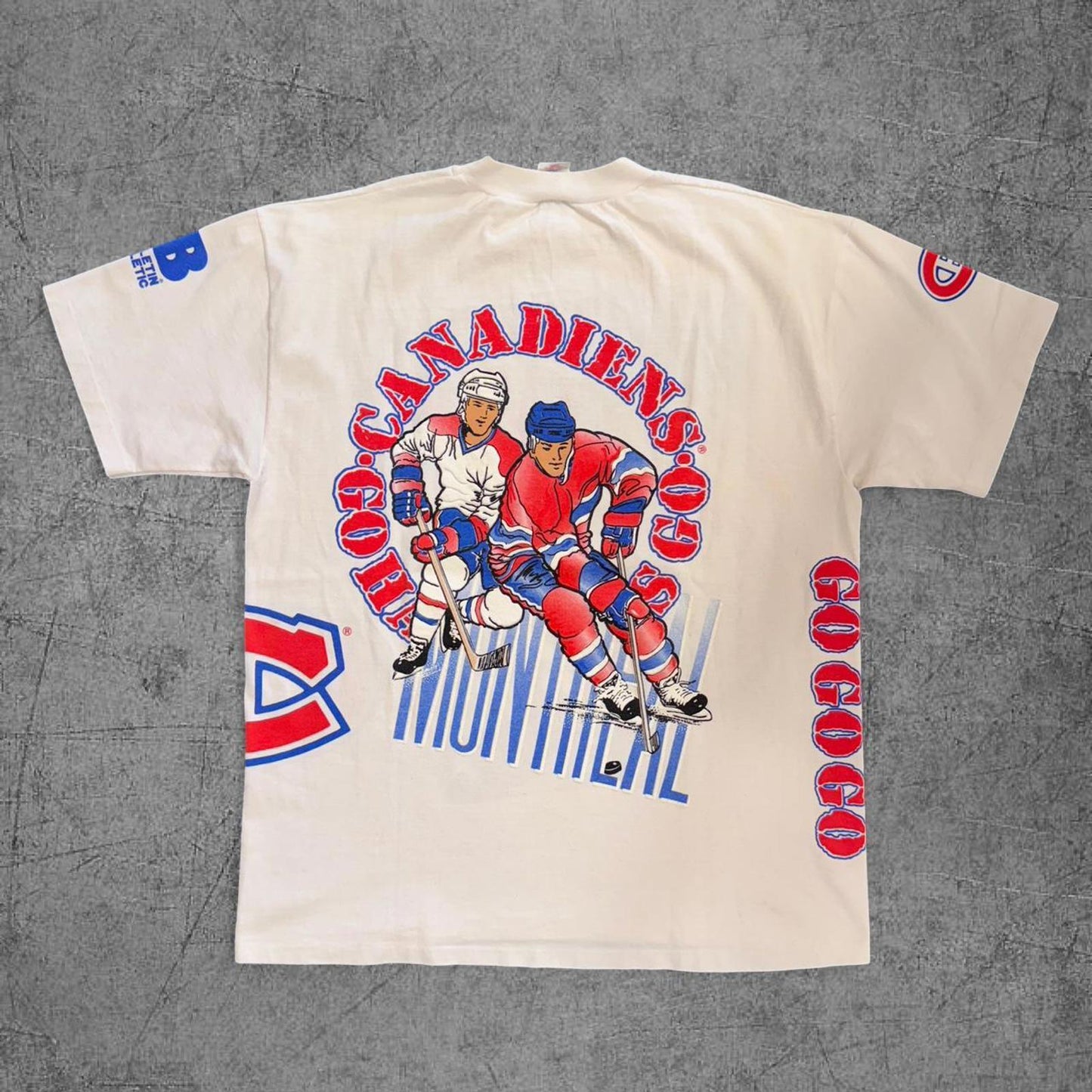 1991 NHL Montreal Canadians Bulletin AOP Hockey Tee - XL
