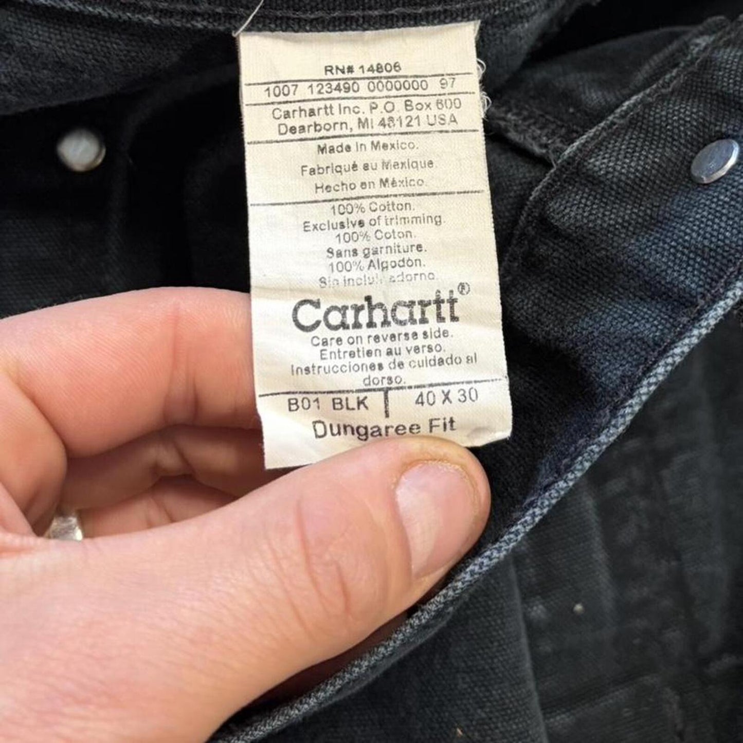 Vintage Black Carhartt Dungaree Double Knees - 40