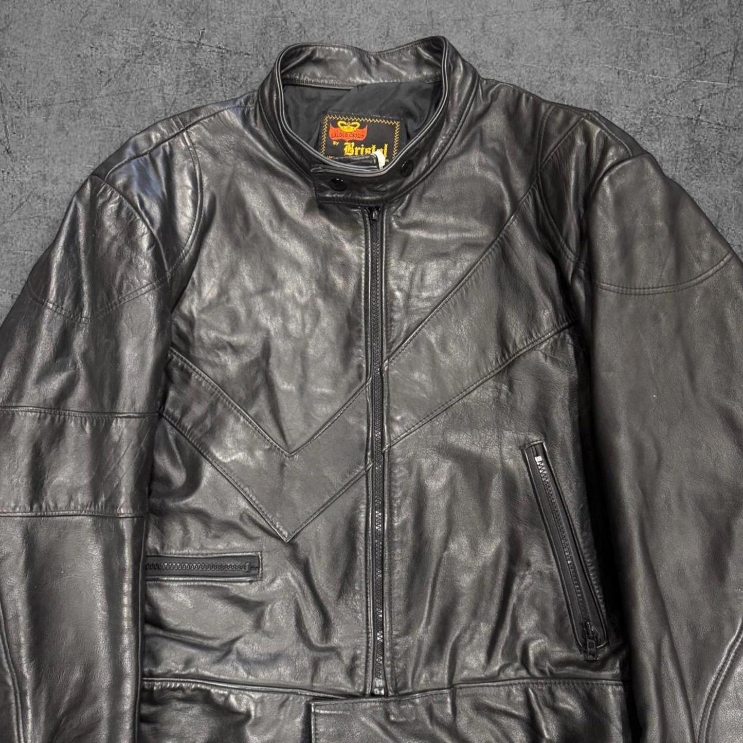 Vintage 80s Cafe Biker Leather Jacket - M