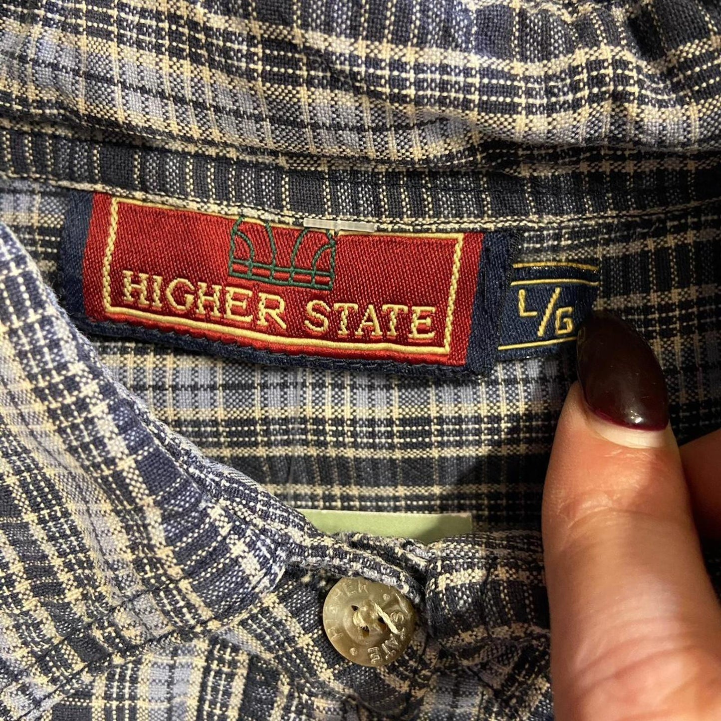 Vintage Higher State Boxy Plaid Button Up - M
