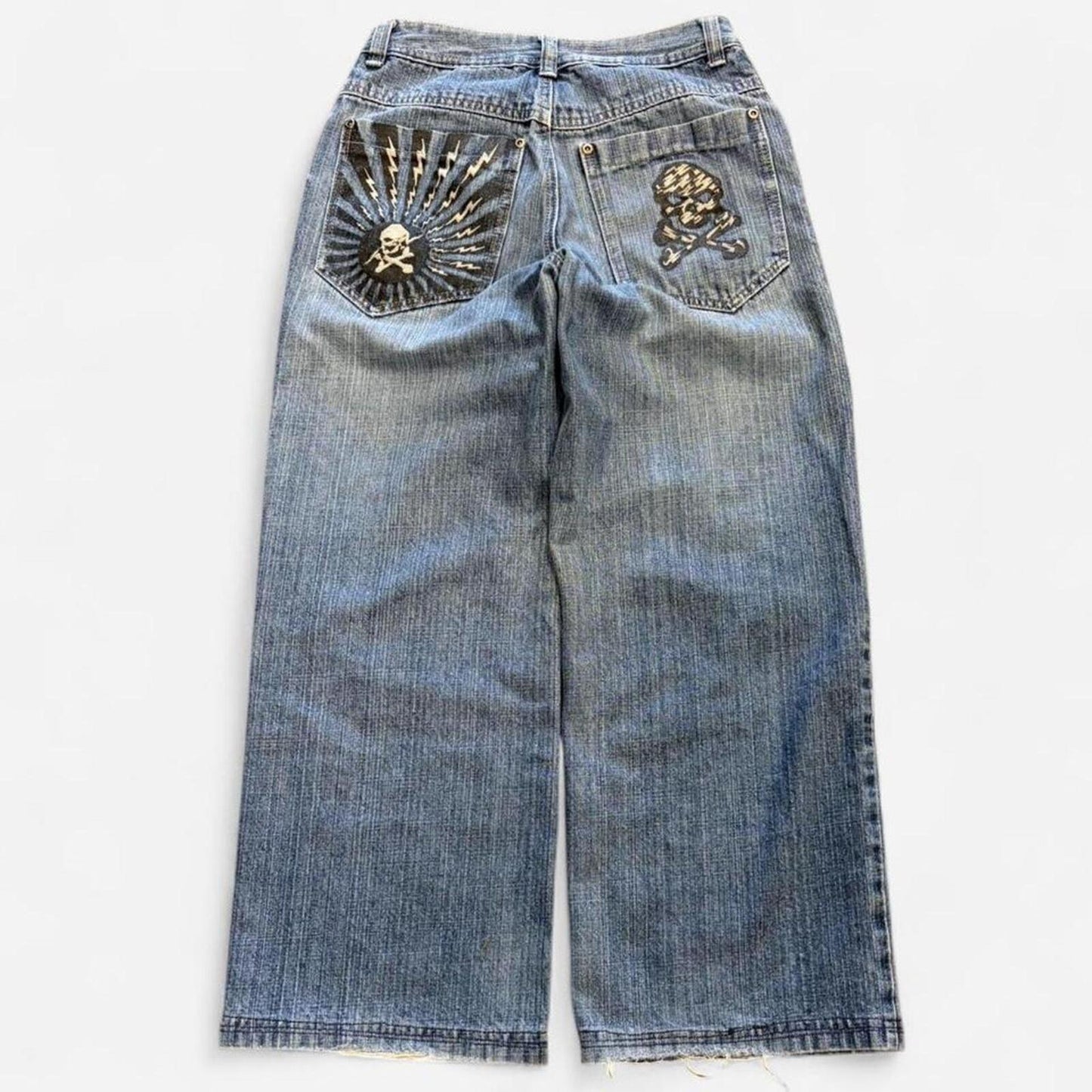 Y2K Skull Baggy Jeans - 30
