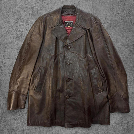 1970s Mr & Mrs Leather Brown Western Leather Jacket - L