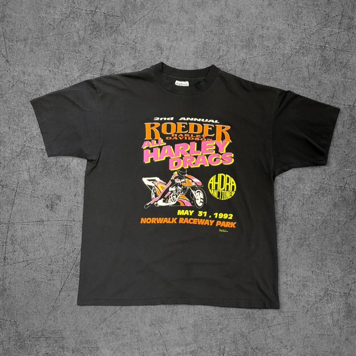 Vintage 1992 Harley Davidson Roeder Raceway Tee - XL