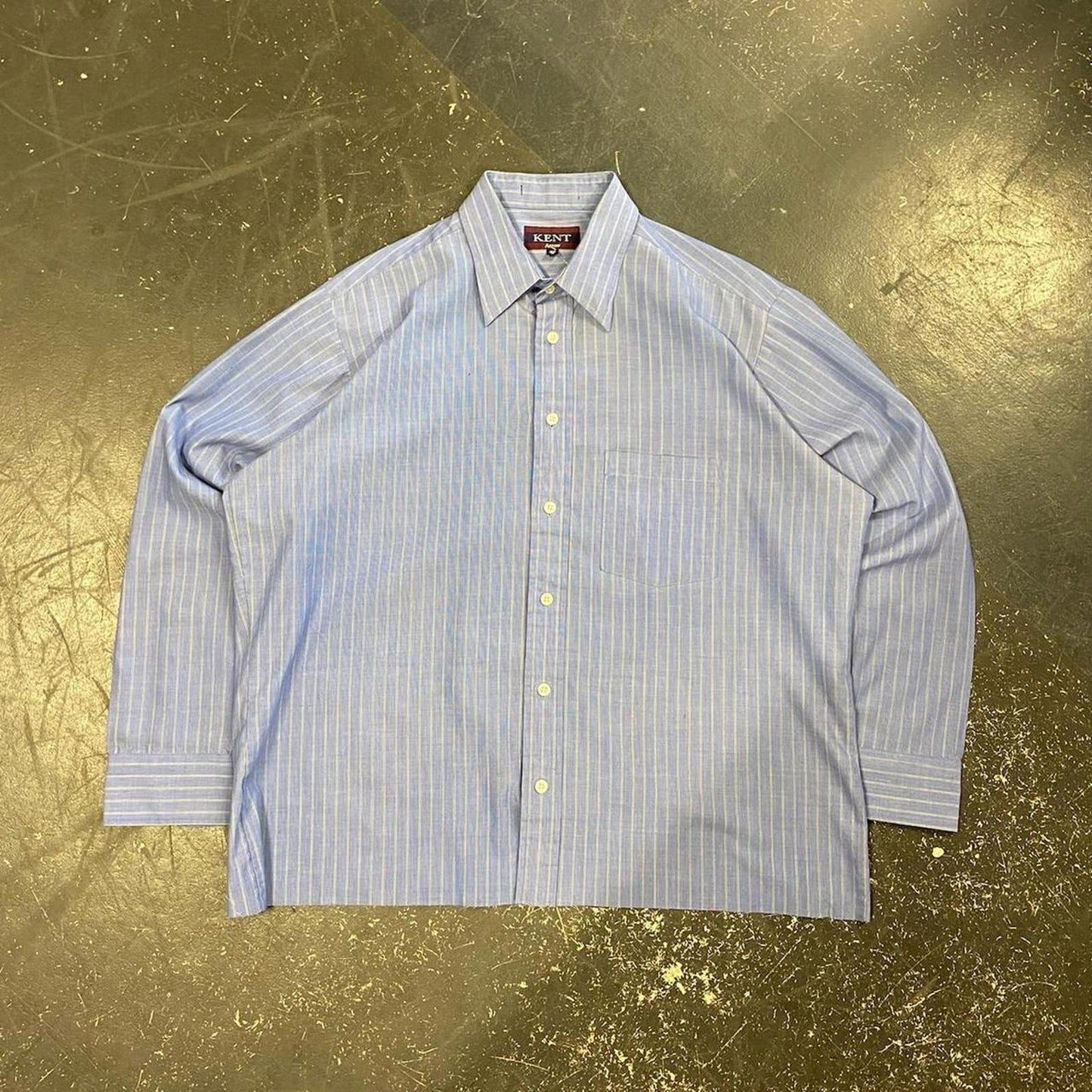 Vintage Cropped Kent Blue Striped Long Sleeve- L