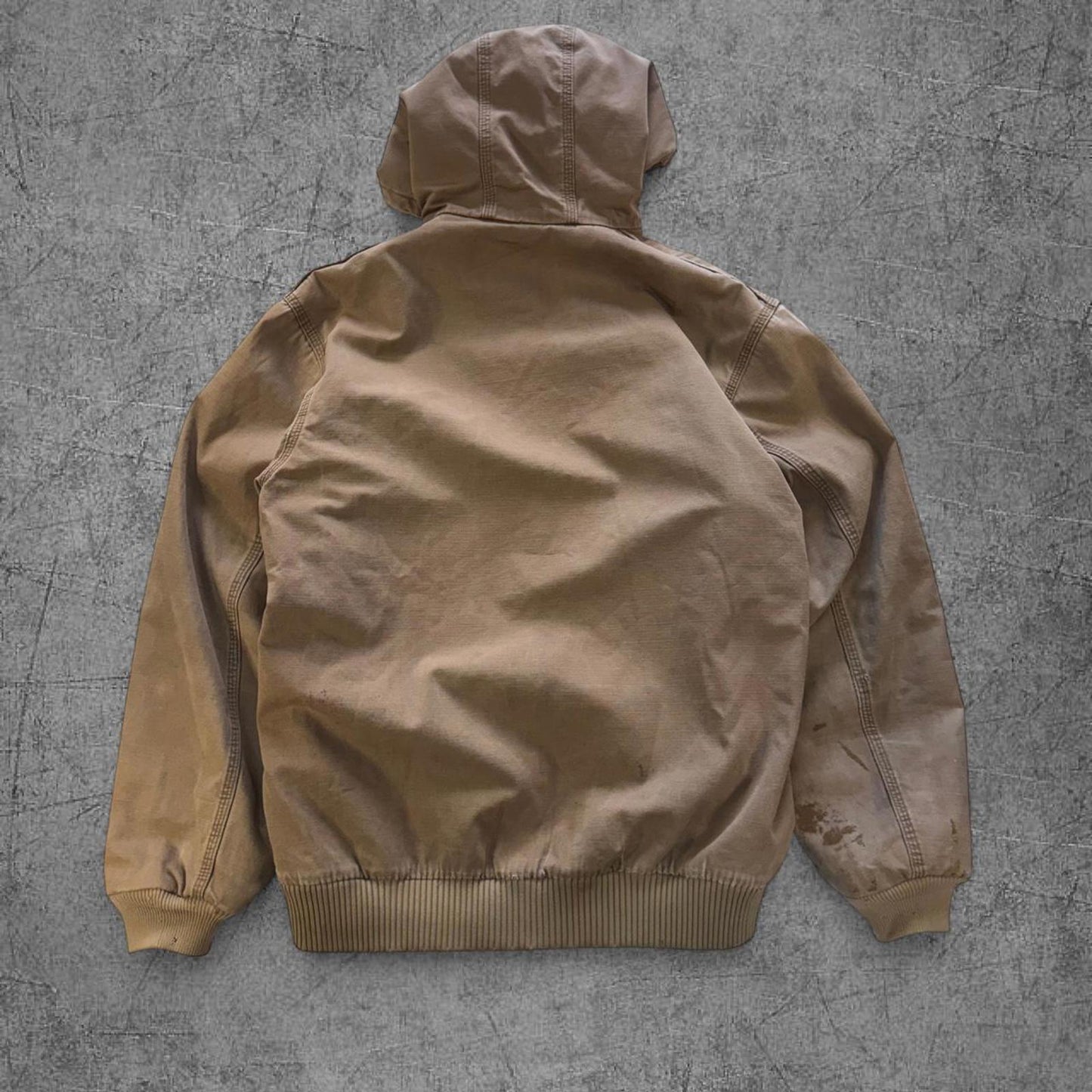 Tan Distressed Carhartt Hooded Jacket - L