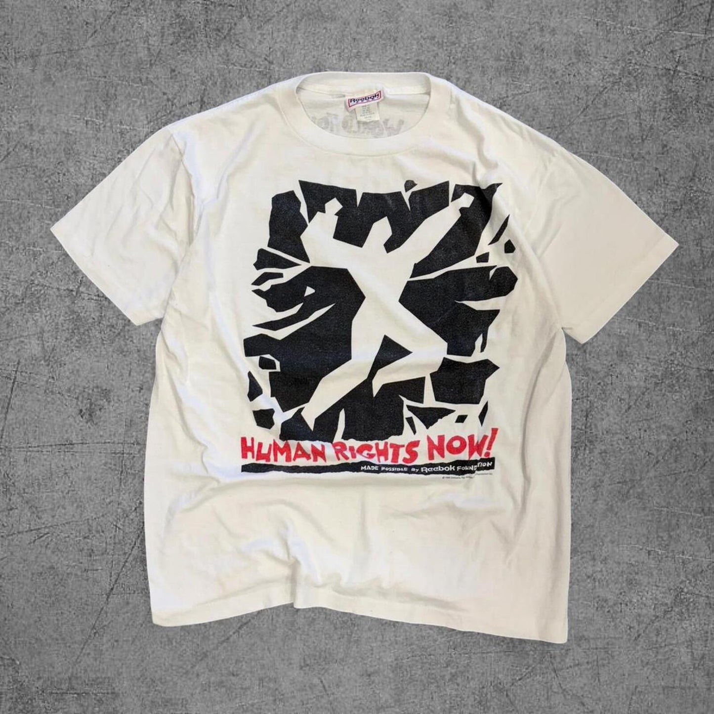 Vintage 1988 Reebok Human Rights Now Humanitarian Tour Tee - XL