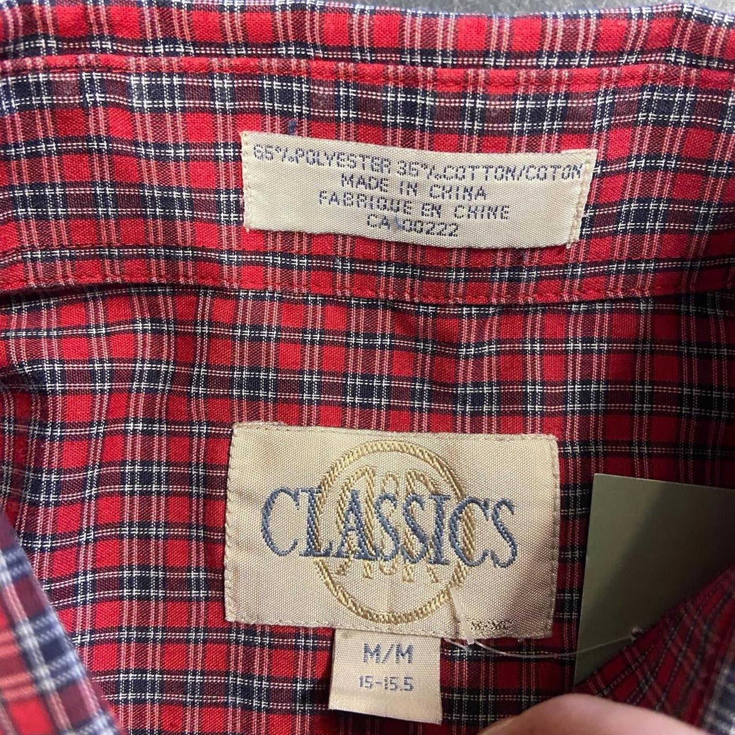 Vintage Cropped Red Plaid Long Sleeve - M