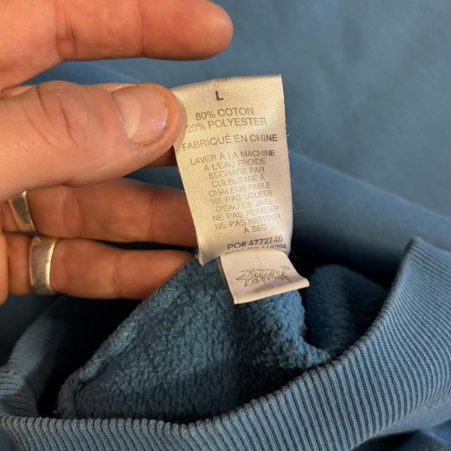 Y2K Blue Stussy Crewneck - L