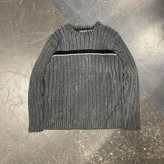 Y2K Cortina Ribbed Grey Knit - S