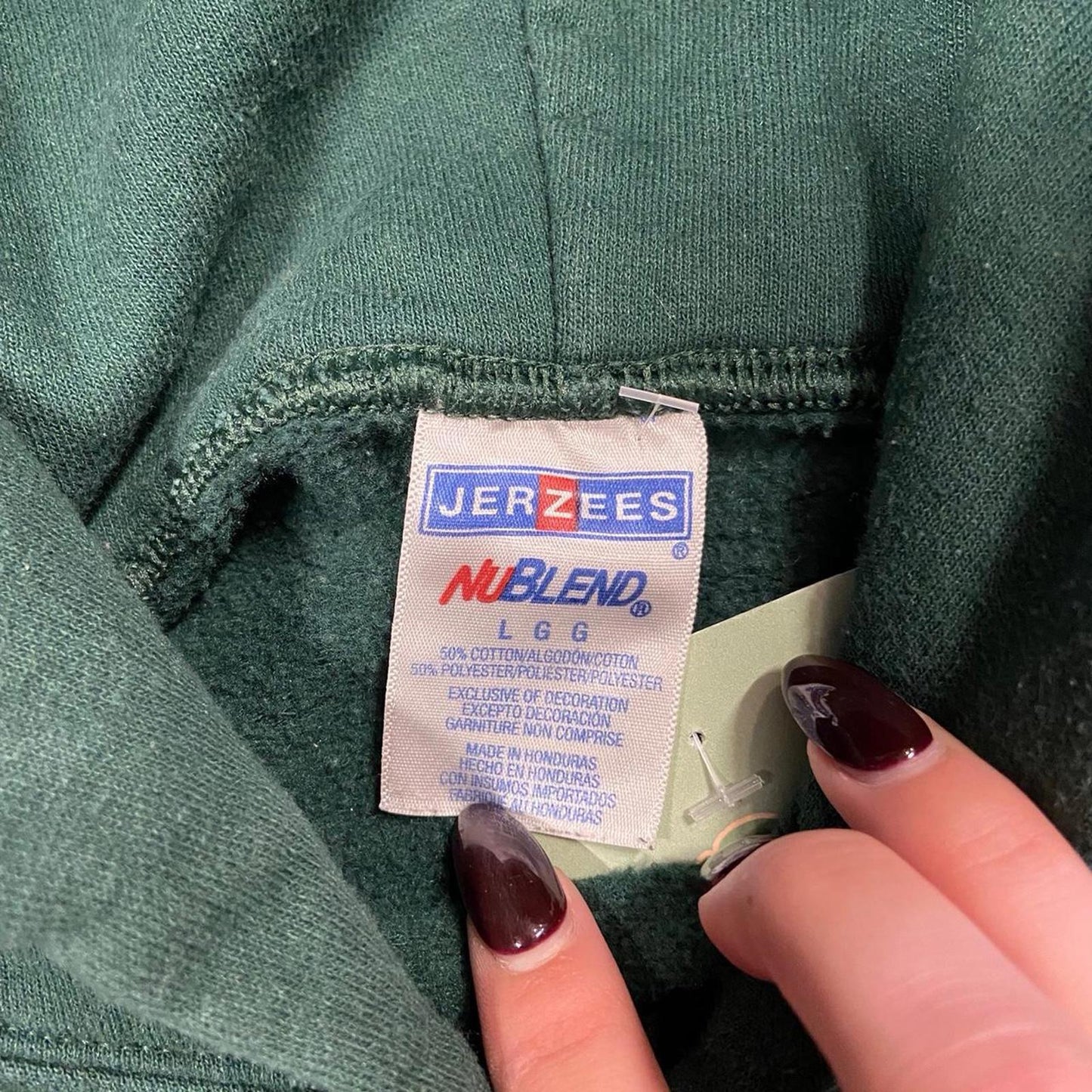 Vintage Forest Green Jerzees Blank Hoodie - L