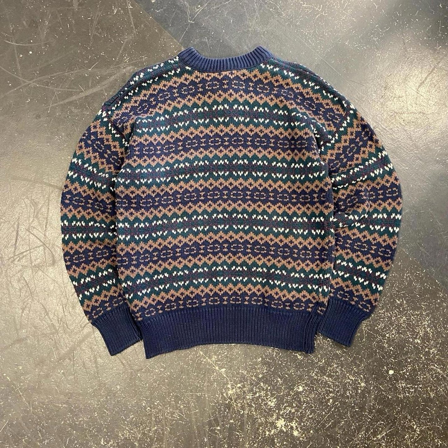 80s London Fog 1/4 Button Grandpa Knit - L