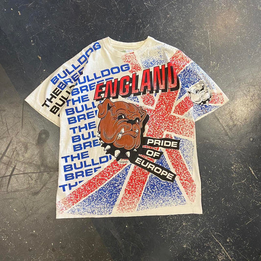 Vintage 90s Novel Tees British Bulldog AOP Tee - XL