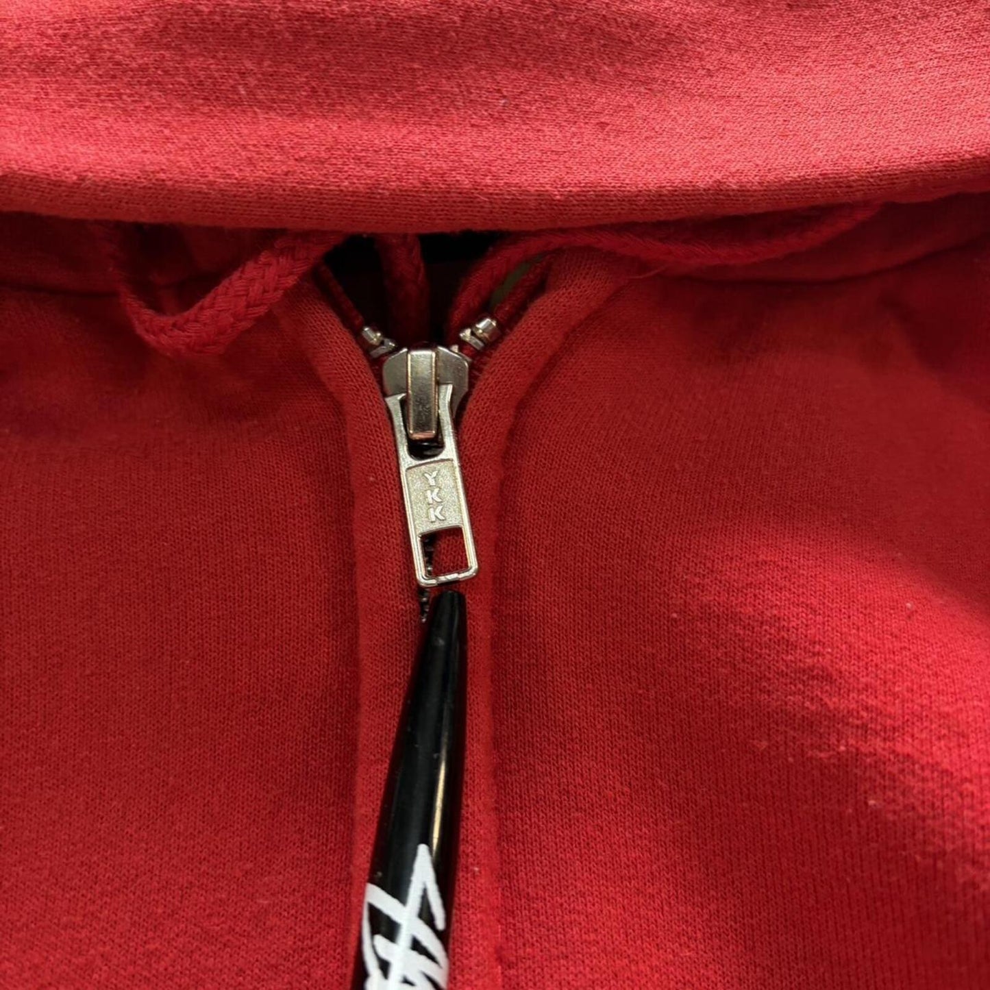 Vintage Red Zip Up Hoodie - L